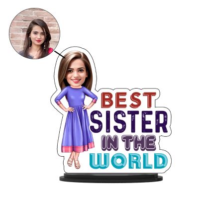 Personalized Caricature Photo Frame Best Gift For Birthday Gift for Brother, Sister Character Caricature Photo Frame Unique Design Gift for Raksha Bandhan (Best Sister In The World)